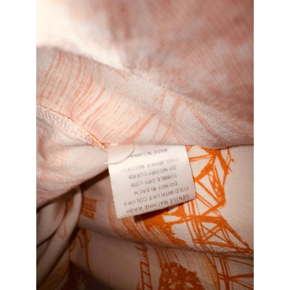 Katie‎ Kime Nashville Toile Pajama Top Orange Cream Cotton Short Sleeve Medium